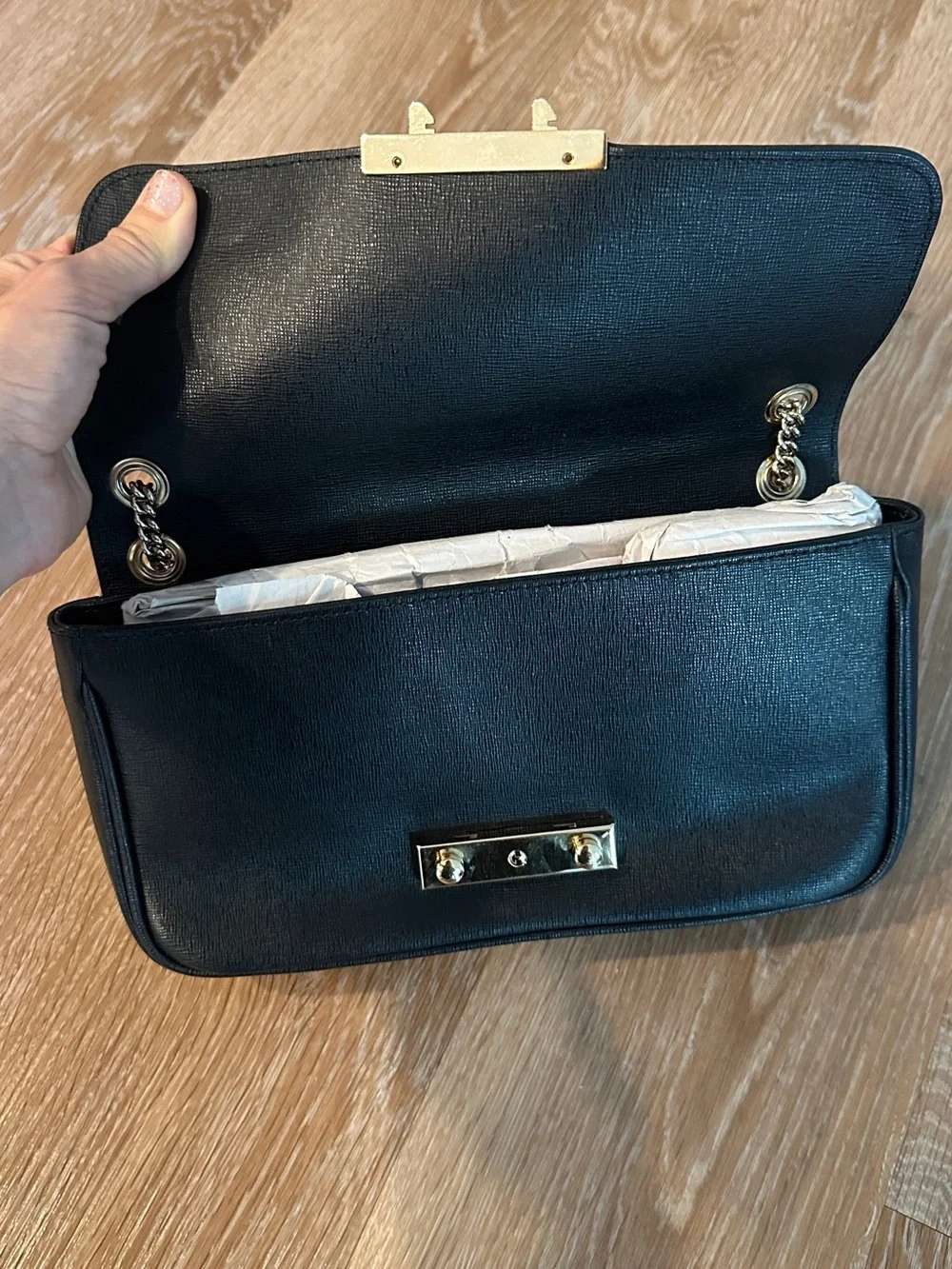 Furla Leather Chain-Link Shoulder Bag